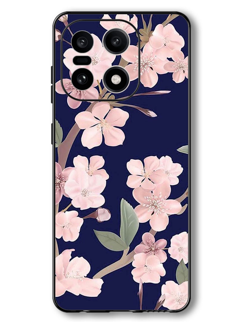 Theodor Case Compatible with OnePlus 15 6.78 Inch Protection Shockproof Bumper Cover Pink Flowers In Blue Background - Image 1